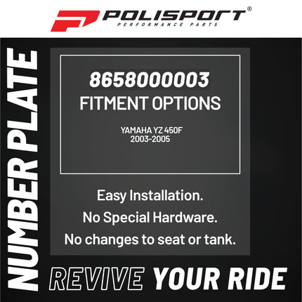 Polisport Motocross (MX) Number Plate for Yamaha YZ 450F (2003-05) - Dirt Bike - OEM Quality, Durable Gloss Polypropylene (DGP), Flexible & Perfect Fit - Blue
