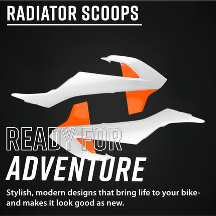 Polisport 8417900004 Radiator Scoops for KTM SX65 2016 -2023 – OEM 2019 Style Durable White/Orange Shrouds