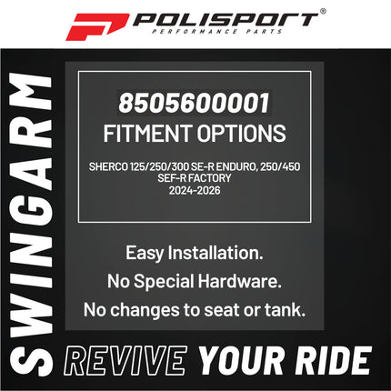 Polisport Motocross Motorcycles (MX) Swingarm Protector for Sherco 125/250/300 SE-R Enduro, 250/450 SEF-R Factory (2024-2026) Dirt Bikes - High Impact & Abrasion Resistance - Black