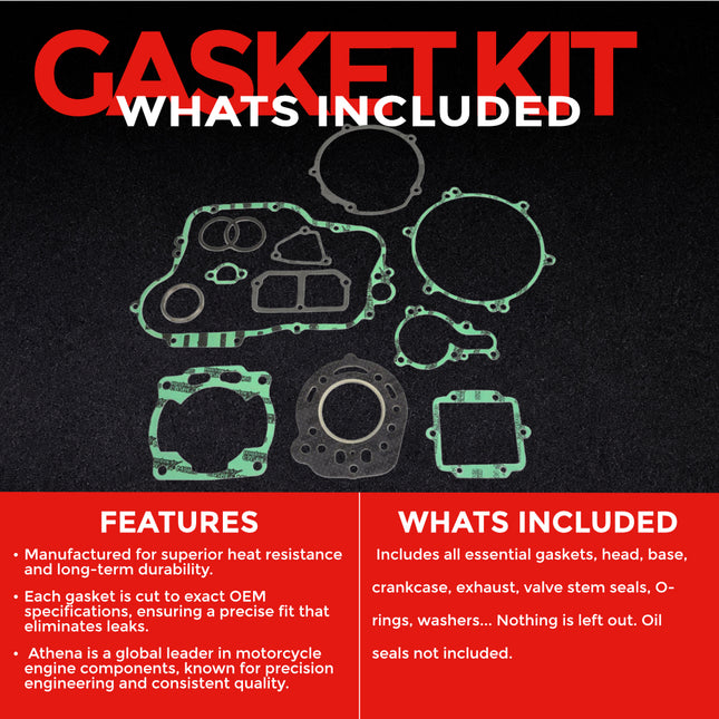 Athena P400250850126 Full Gasket Kit for Kawasaki KX125 1988‑1989 – Complete Engine Gasket & Seal Rebuild Set for Motocross and Off‑Road Performance (Oil Seals Not Included)