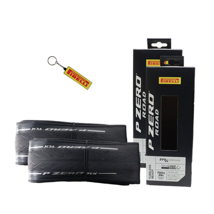 Pirelli P Zero Road TLR 28-622 Black Bicycle Tire 700x28 (2 Pack) High Performance Road Tire - Tubeless Ready Fast Rolling Durable Folding Tire for Training and Racing with Keychain