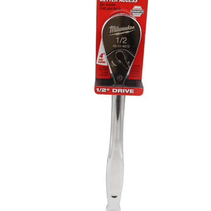 Milwaukee 48-22-9012 1/2 in. Drive Ratchet with 4 Degree Arc Swing and Chrome Finish