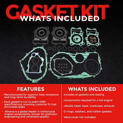 Athena P400250870027 Full Eco Gasket Kit; Kawasaki 800 Vulcan; 95-00 (oil seals not included)