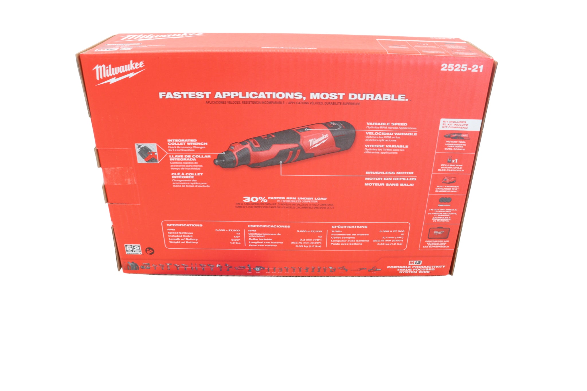 Milwaukee M12 Brushless Rotary Tool Kit, Cordless 12-Volt Rotary Tool with Variable Speed, Compact Cutting, Grinding, Sanding and Detail Work, Includes Battery and Charger