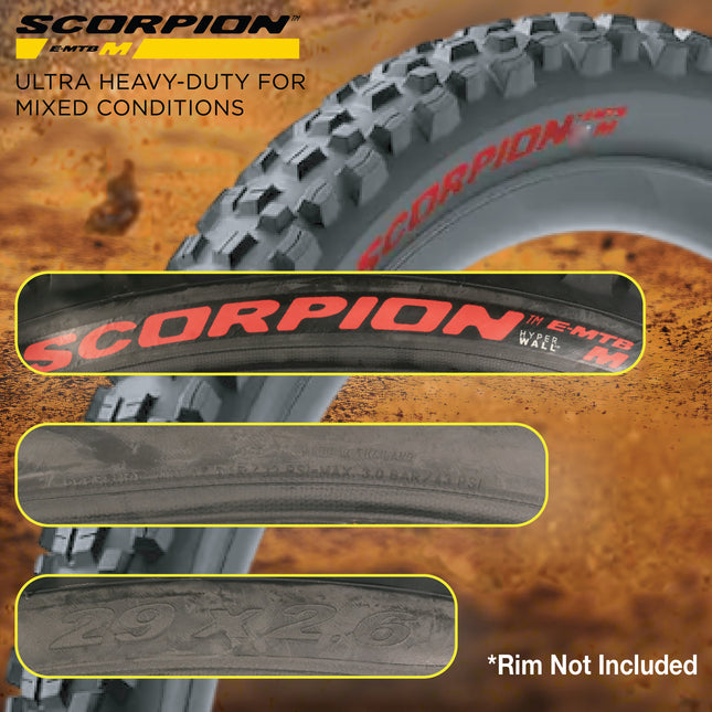 Pirelli Scorpion E-MTB M Red Color Edition (29 x 2.6) Mountain Bicycle Tire Tubeless High-Performance Tear-Resistant E-MTB Tire for XC Racing Trail & Enduro Riding 60 TPI Mountain Bike w/Keychain