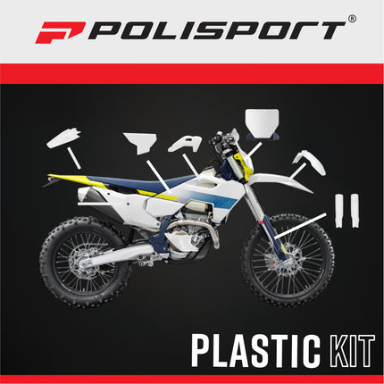 Polisport 91643 Full Plastic Kit – Fits Husqvarna TC/FC 2025→ – OEM‑Style Bodywork with Fenders, Panels, Radiator Scoops, Number Plate, Airbox Cover & Fork Guards – White