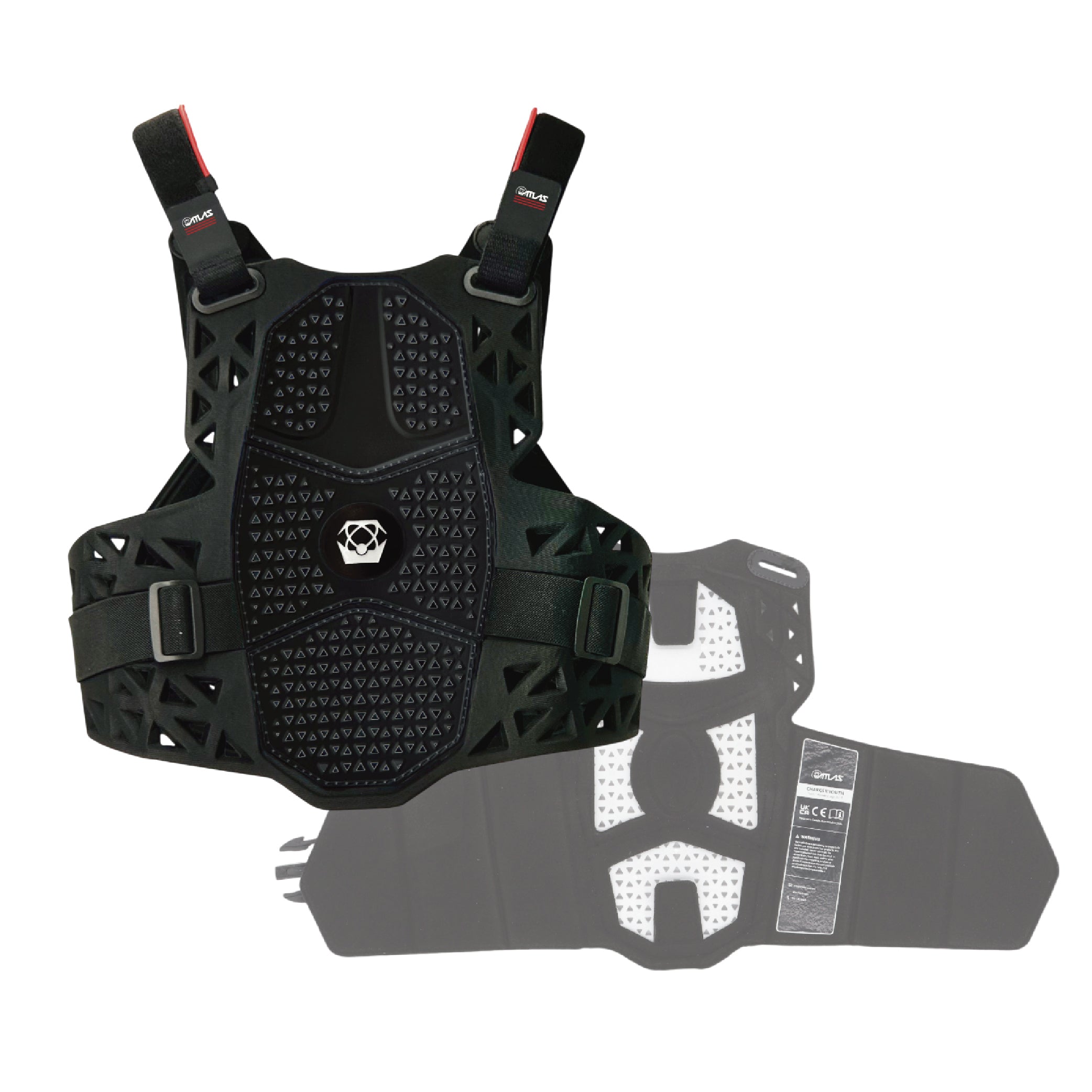 Atlas Charger Youth Black Chest Protector (A1030-01-000)  CE Stoneshield Certified, Lightweight Youth Motocross & BMX Gear with Full Chest, Back, and Side Protection