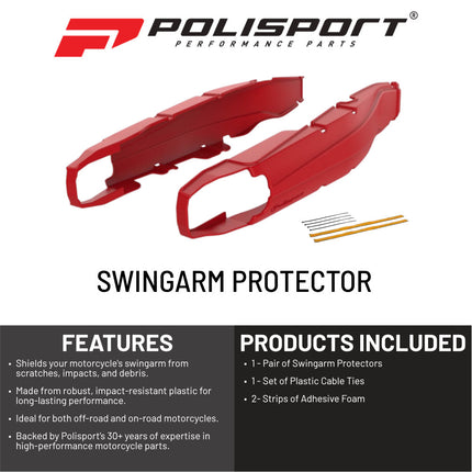 Polisport Motocross Motorcycles (MX) Swingarm Protector for Polisport Durable TPU Swingarm Protectors for Beta RR 250/300/350 (2013-2022), Xtrainer 300 (2015-2022) Dirt Bikes - Red