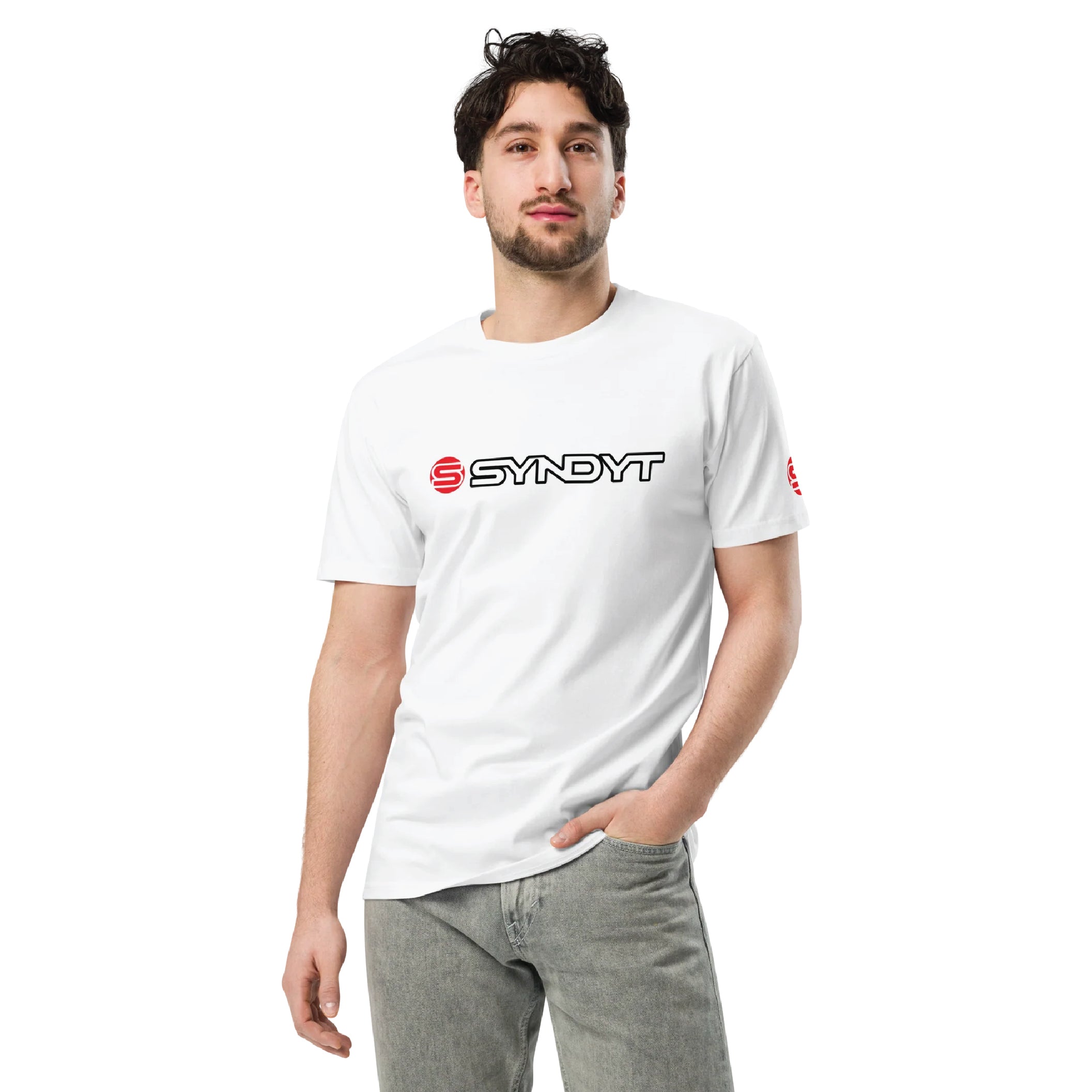 Syndyt Men's Women's Short Sleeve T-Shirt, Soft Cotton Blend Crewneck Tee, Lightweight Comfort Fit Casual Shirt for Gym, Workout, Lounge or Everyday Wear - White (Large)