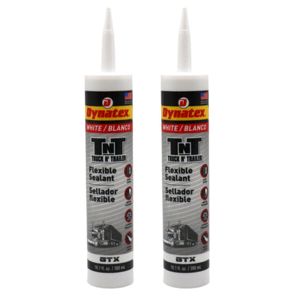 Dynatex Truck N Trailer White Flexible Sealant 10.1 oz Caulk Tube - Ultra Synthetic, Primerless Adhesion, All-Weather, Permanent Elastic Seal (2-Pack)