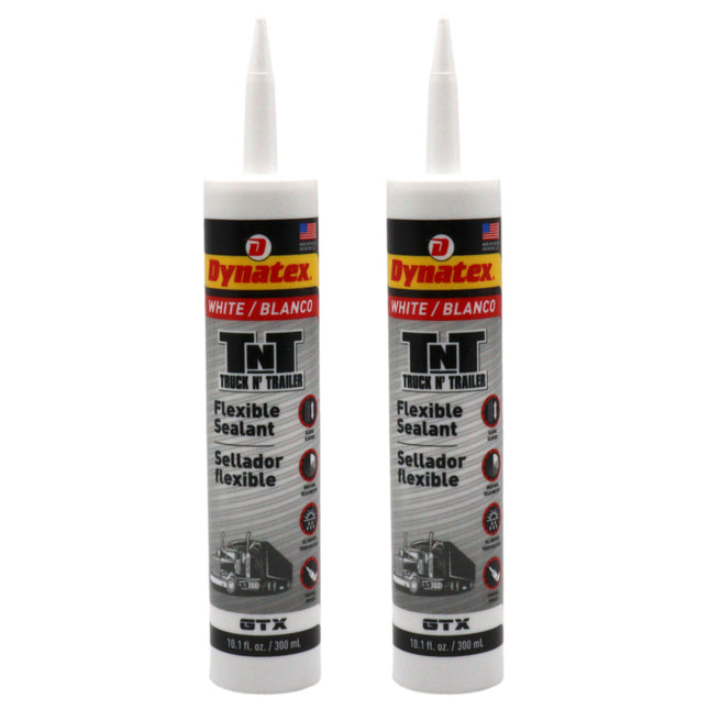 Dynatex Truck N Trailer White Flexible Sealant 10.1 oz Caulk Tube - Ultra Synthetic, Primerless Adhesion, All-Weather, Permanent Elastic Seal (2-Pack)