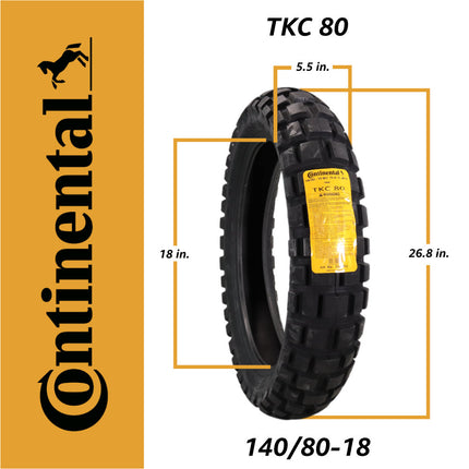 Continental TKC 80 Twinduro Front & Rear Tire Set 120/70-19 & 140/80-18, Durable off-road and on-road performance, superior grip for adventure touring motorcycles, all-terrain, with keychain