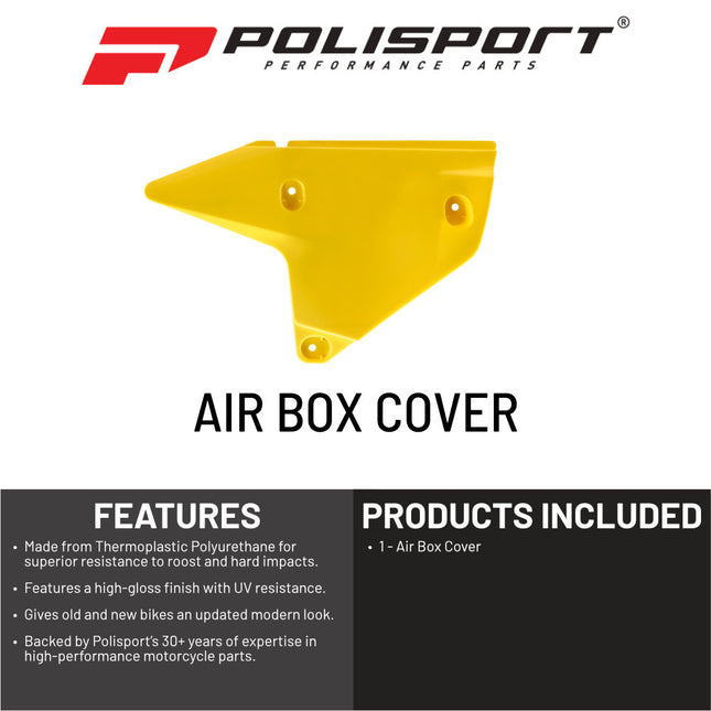 Polisport Restyle Airbox Cover-Modern Upgrade for Suzuki DRZ400, DRZ400S, DRZ400SM Dual Sport & Supermoto Bikes (00-25)  - High-Impact Yellow Polypropylene, Superior Durability, Easy OEM Installation