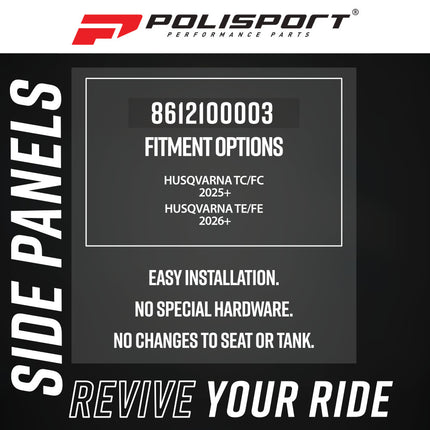 Polisport 8612100003 Motocross (MX) Side Panels for Husqvarna TC/FC (2023+) TE/FE (2024+) Dirt Bikes - High-Impact Resistant Technical Plastic with UV Protection, OEM-Style Precise Fit - Nardo Grey