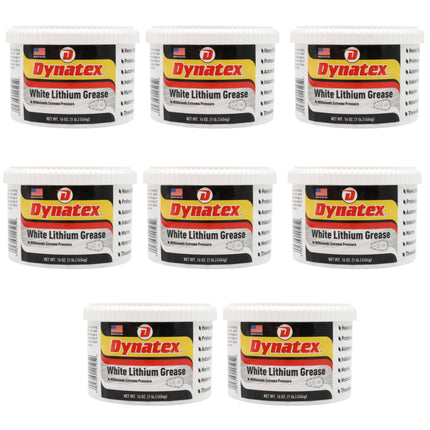Dynatex White Lithium Grease 16 oz Tub - Multi-Purpose Lubricant for Automotive, Garage Doors, Hinges, Chains, Latches (8-Pack)