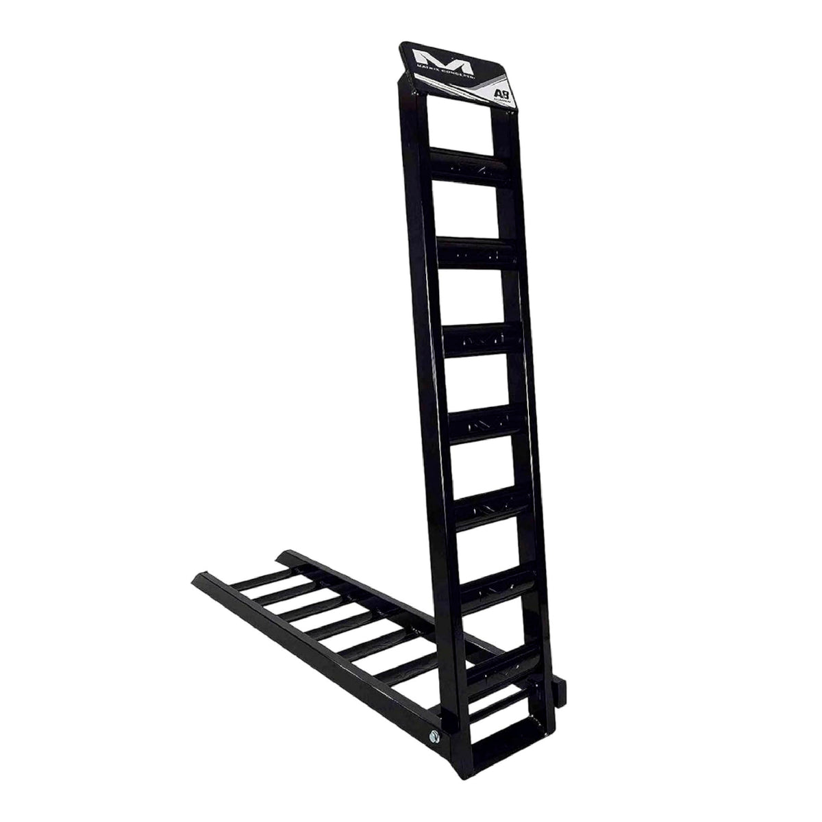 Matrix Concepts A8 8 ft Aluminum Ramp - Black | Folding 750 lb Loading Ramp for Motorcycle, ATV, UTV | 6061 Aircraft Aluminum | Rubber-Tipped, Arched Rungs & Safety Straps
