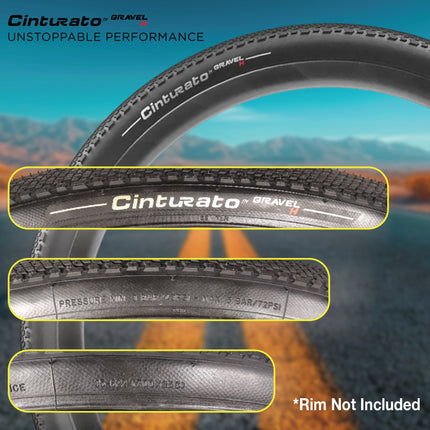 Pirelli Cinturato Gravel H TLR 35-622 (700 x 35c) Road Bicycle Tire - SpeedGrip Compound, Clincher Type, Tubeless Ready Bike Tire with Keychain 700x35c