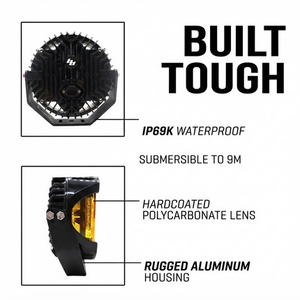 Baja Designs LP6 Pro LED Auxiliary Light Pod - Universal Fit, Clear Lens, 11,225 Lumens, Integrated Peripheral Technology, Direct Ducted Cooling, Wiring Harness & Mounting Hardware Included