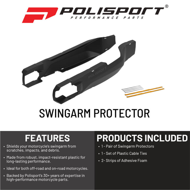 Polisport Motocross Motorcycles (MX) Swingarm Protector for Yamaha Ténéré 700 (2019-2026) Dirt Bikes - OEM-Style Replacement, High Impact & Abrasion Resistance -  Black