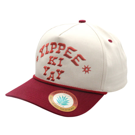 Sendero Provisions Co. Yippee Ki Yay Hat - Structured 5-Panel Snapback Rope Hat with Embroidered Design, Braided Rope Accent, Cotton Twill, Adjustable Fit, Western Style Outdoor Cap