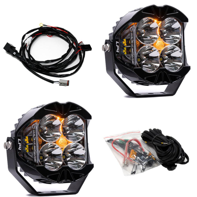 Baja Designs LP4 Pro LED Auxiliary Light Pod PAIR - Universal, Clear, 8,857 Lumens, Integrated Peripheral Technology, Direct Ducted Cooling, Wiring Harness & Mounting Hardware Included
