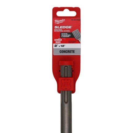 Milwaukee 48-62-4089 SDS-MAX SLEDGE Scraping Chisel, 2 in. x 12 in. Heavy-Duty Forged Steel Demolition Chisel with Reinforced Edges