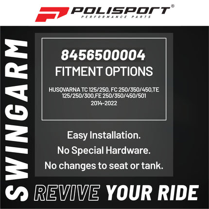 Polisport Motocross Motorcycles (MX) Swingarm Protector for Husqvarna TC 125/250 (2014-2022), FC 250/350/450 (2014-2022), TE 125/250/300 (2014-2022), FE 250/350/450/501 (2014-2022) Dirt Bikes - Blue
