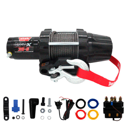 WARN VRX 35-S Powersport Winch – 3,500 lb Pulling Capacity, Synthetic Rope, Sealed Motor, All-Metal Gear Train, IP68 Waterproof Design for ATV/UTV Recovery, Trail Riding & Utility Work