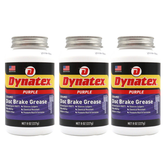 Dynatex Ceramic Disc Brake Grease 8 oz Tub - Synthetic High-Temp -40 Degrees F to 3000 Degrees F, EPDM Rubber Safe, Anti-Wear Anti-Corrosion Protection (3-Pack)