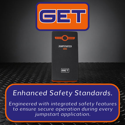 GET GK-JMPSTR-0002 Mini Jump Starter 6000mAh - Portable Jump Starter Power Bank with LED Light - 360 Peak Amps for Motorcycles, Scooters, ATVs, UTVs, Personal watercraft, and Gas Engines Up To 2000cc