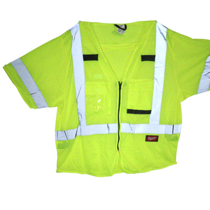 Milwaukee 48-73-5133 2X-Large/3X-Large Yellow Class 3 Mesh High Visibility Safety Vest with 9-Pockets and Sleeves