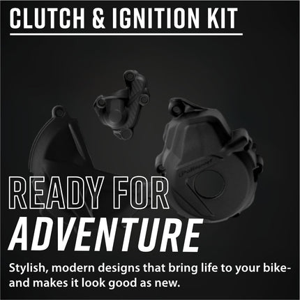 Polisport 91322 Clutch and Ignition Cover Protector Guard Kit for GasGas EC 250 / EC 300 2021-2023 - Durable Dirt Bike Engine Crankcase Protection Shields - Black (Pair)