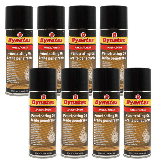 Dynatex Penetrating Oil 12 oz Aerosol Can - Multi-Purpose, Loosens Rusted Parts, Protects Tools from Rust, Lubricates Metal Plastic Rubber (8-Pack)