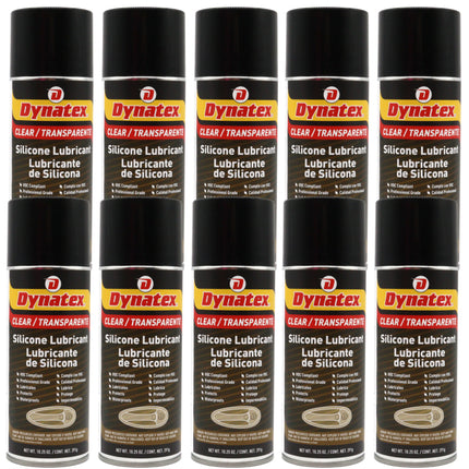 Dynatex Silicone Spray Lubricant 10.25 oz Aerosol Can - Dry Film, Waterproofs, Protects & Lubricates, Colorless Non-Toxic, Safe on Metal Plastic Rubber (10-Pack)
