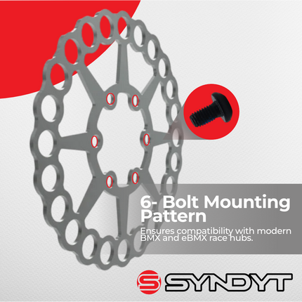 Syndyt SPP Holy Rotor Supersized 140mm Heat-Treated Lightweight Stainless Steel Disc Brake Rotor for BMX Race Bikes, Standard 6 Bolt ISO Mounting Pattern, Includes 6 Steel Rotor Bolts