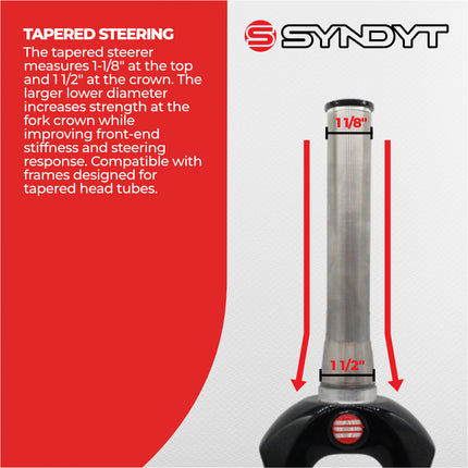 Syndyt SPP Supersized Ultra-High Modulus Carbon Fiber Pro Forks - Black Titanium (24 inch) - Fork Offset: 32 mm,  1‑1/8″ steerer tapering to 1.5″ - Titanium Steerer Extruded and CNC‑Machined