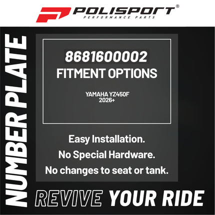 Polisport 8681600002 Number Plate for Yamaha YZ450F 2026+ – White – OEM-Style Replica Front Number Plate with Durable Gloss Finish Perfect Factory Fit Impact Resistant
