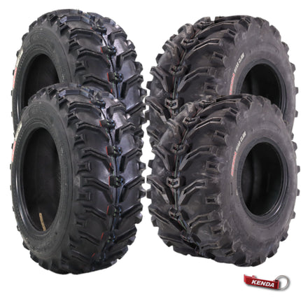 Kenda Bearclaw K299 - 24x8-12 Front & 24x11-10 Rear Tires for All Terrain (ATV), UTV, and Side by Side (SxS) Vehicles - 6-Ply - Bear Claw 24x8x12 24x11x10 with Kenda Keychain (4-Pack)