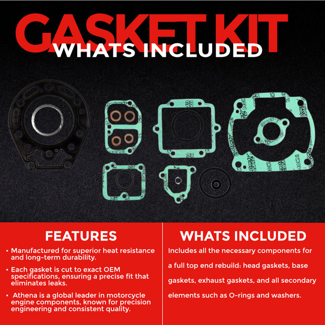 Athena P400250600221 Top End Gasket Kit for Kawasaki KDX 220 1997‑2005 – High‑Quality Cylinder Head & Top‑End Rebuild Gasket Set for Trail and Off‑Road Performance (Oil Seals Not Included)