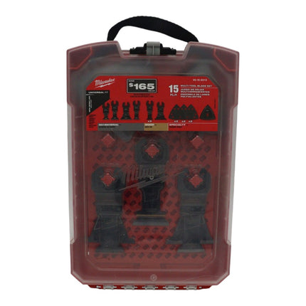 Milwaukee 49-10-9215 Oscillating Multi-Tool Blade Kit, 15-Piece, Carbide Teeth, Bi-Metal & HCS Wood Blades, 3-1/2 in. Triangle Sanding Pad, Sandpaper, Modular Storage Case, Universal Fit